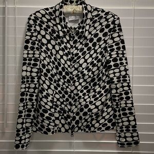 Joseph Ribkoff Black & White Graphic Dot Zip Jacket; Sz U.S. 10